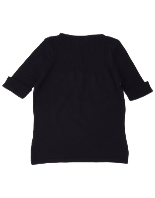Marella Dame Kortærmet Boat Neck Jumper Sweater UK 10 Small Navy Blue