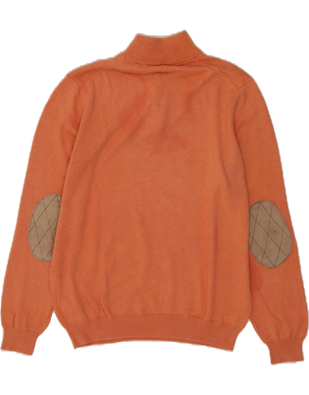 MASSIMO DUTTI Mens Button Neck Jumper Sweater Large Orange Cotton Vintage Massimo Dutti and Second-Hand Massimo Dutti from Messina Hembry 