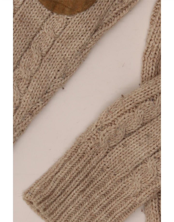 Zara Dame Cardigan Sweater UK 14 Medium Beige Akryl