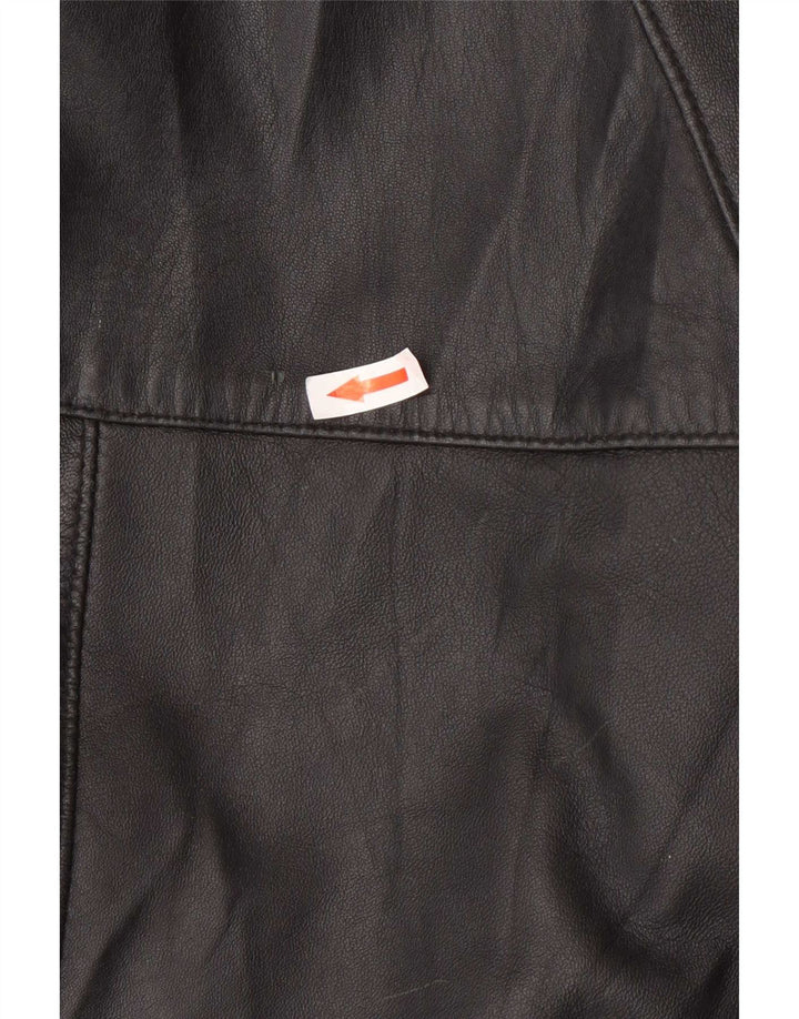 Kiros Dame Hætte Oversized Læderfrakke IT 48 XL Sort
