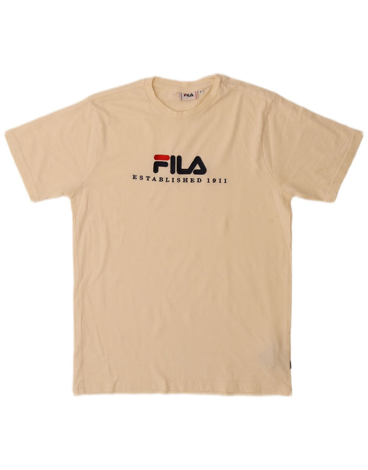 Fila Herre Grafisk T-Shirt Top Lille Beige Bomuld