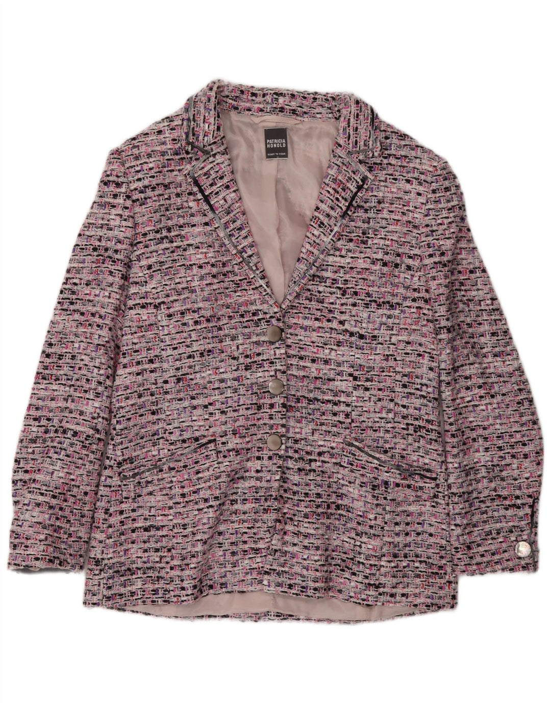 Vintage dame 3-knaps blazerjakke UK 14 Medium Pink Flecked