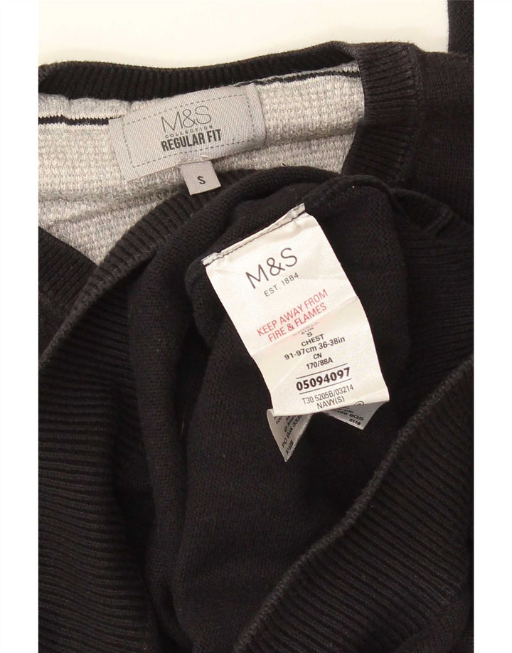 Marks & Spencer Herre Regular Fit V-hals sweater lille sort bomuld