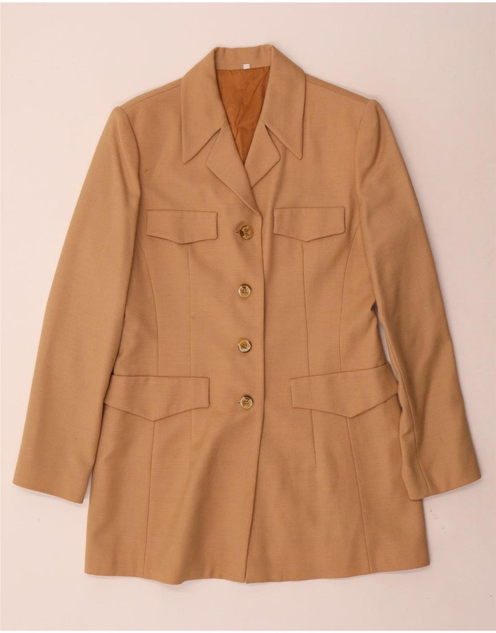 Vintage dame Longline 4-knaps blazerjakke IT 44 Medium Beige