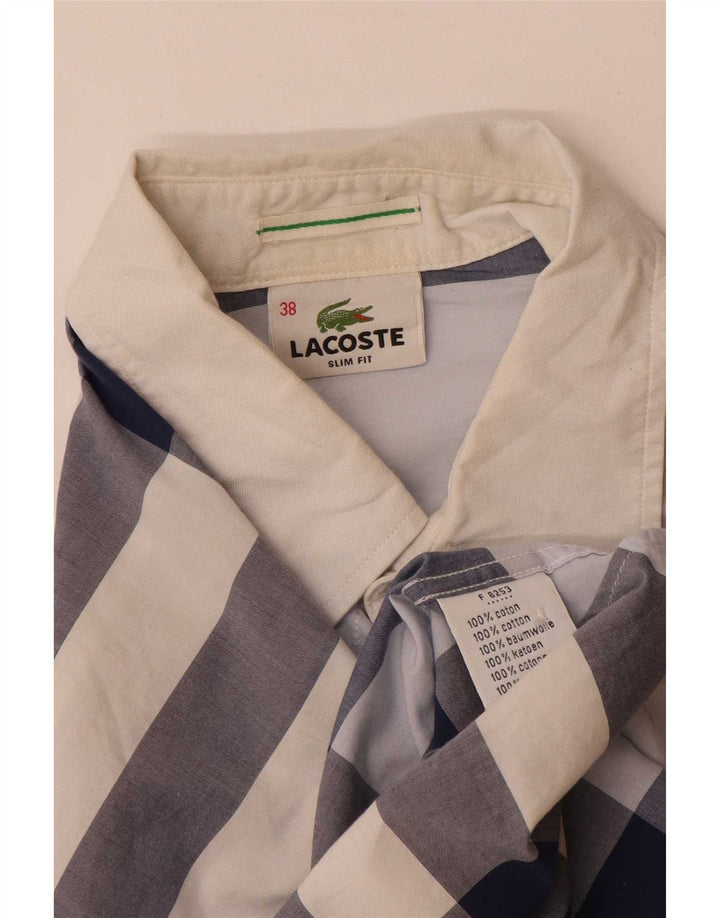 Lacoste Herre Slim Fit skjorte størrelse 38 Lille blå ternet bomuld