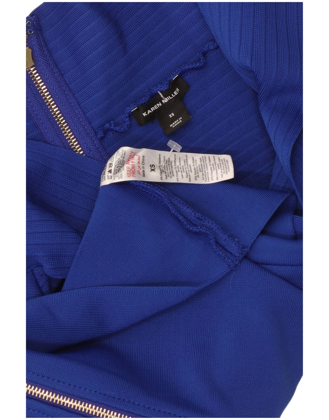 Karen Millen Dame Off Shoulder Bluse Top UK 4 XS Blue Polyester