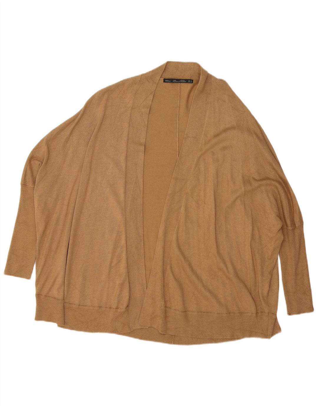 Zara Dame Oversized Batwing Åben Cardigan Sweater UK 14 Medium Brun