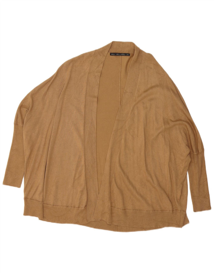 Zara Dame Oversized Batwing Åben Cardigan Sweater UK 14 Medium Brun