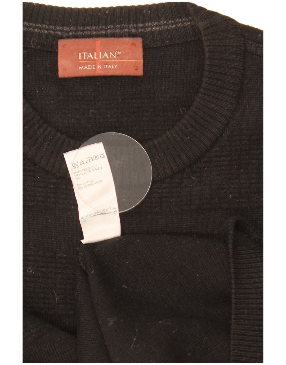 Marks & Spencer Herre sweater med rund hals, stor sort akryl