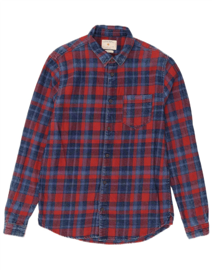 Zara Herre Slim Fit Flanellskjorte Medium Rød Ternet