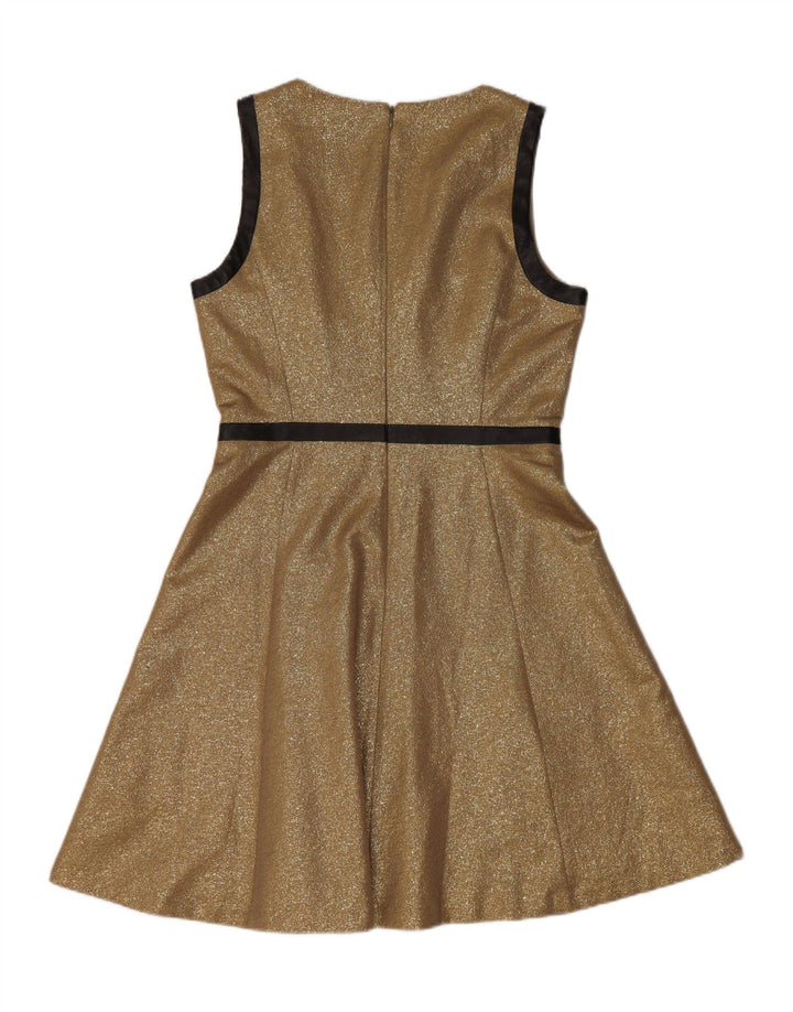 Dkny Dame Ærmeløs A-Line Kjole US 6 Medium Gold Flecked Viscose