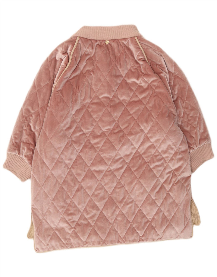 Vintage Dame Oversized Velour Quiltet Overfrakke UK 10 Small Pink Polyester
