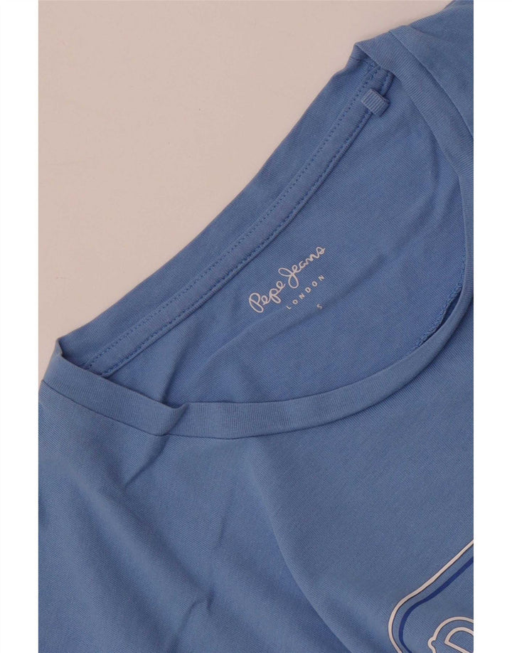 PEPE Jeans Dame Grafisk T-Shirt Top Lille Blå