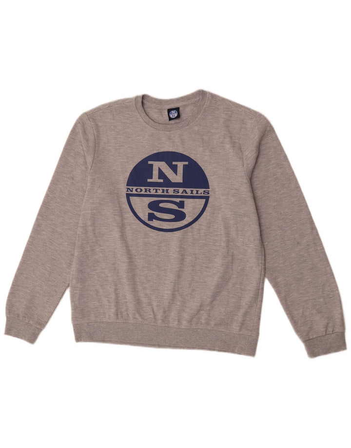 North Sails Herre Grafisk Sweatshirt Jumper Medium Grey Flecked Bomuld