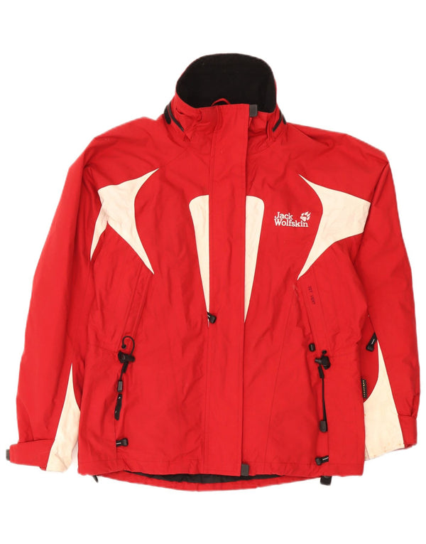 Jack Wolfskin Dame Windbreaker Jacket UK 10 Small Red Colourblock
