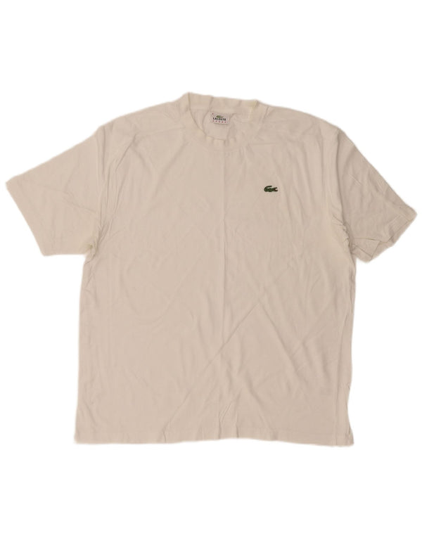 LACOSTE Herre T-Shirt Top Størrelse 6 XL Hvid Bomuld