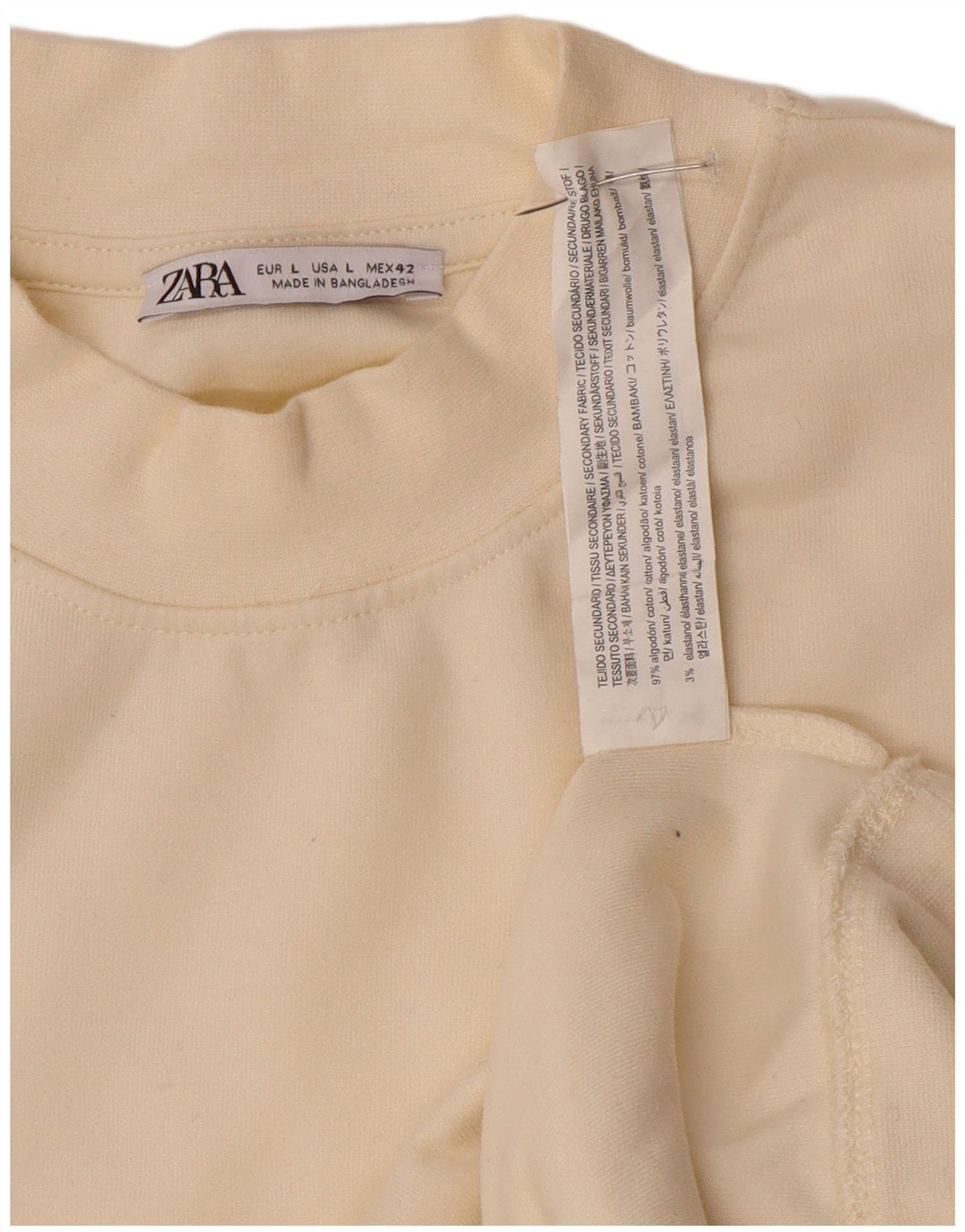 Zara Sweatshirt Jumper Large Off White Bomuld