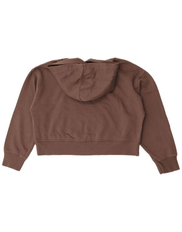 Zara Womens Crop Oversized hættetrøje Jumper UK 14 Medium Brown Bomuld