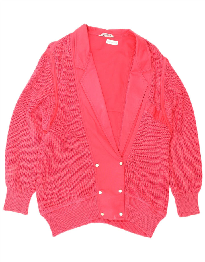 Vintage dobbeltradet cardigan sweater til kvinder IT 42 Medium Pink