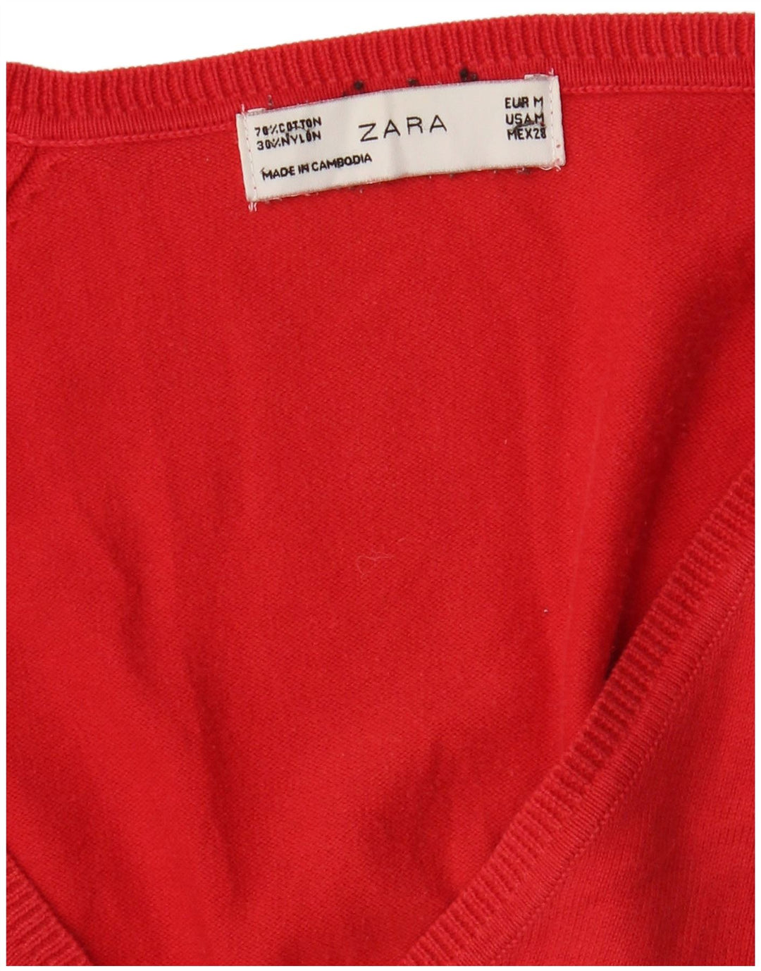 Zara Dame Cardigan Sweater UK 12 Medium Rød Bomuld