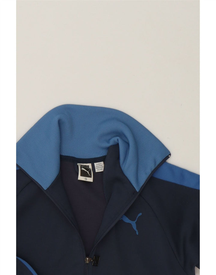 PUMA Boys Tracksuit Top Jacket 11-12 Years Navy Blue Colourblock Polyester Vintage Puma and Second-Hand Puma from Messina Hembry 