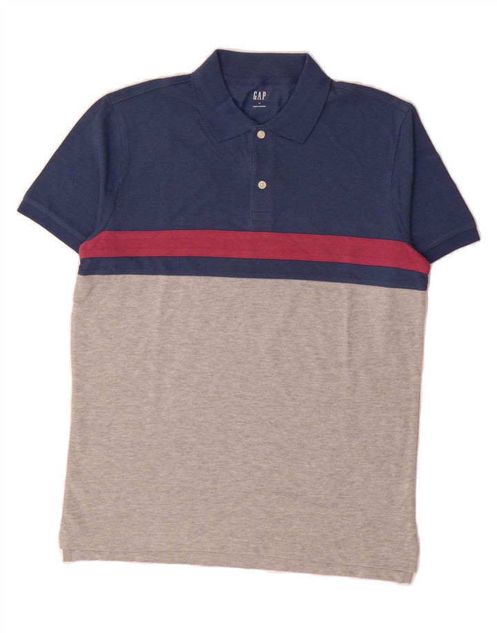 GAP Mens Polo Shirt Medium Blue Colourblock Cotton Vintage Gap and Second-Hand Gap from Messina Hembry 