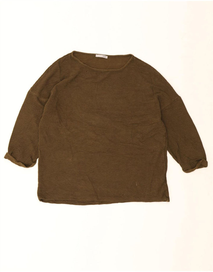 Zara Dame Oversized Top 3/4 ærme UK 10 Lille brun viskose