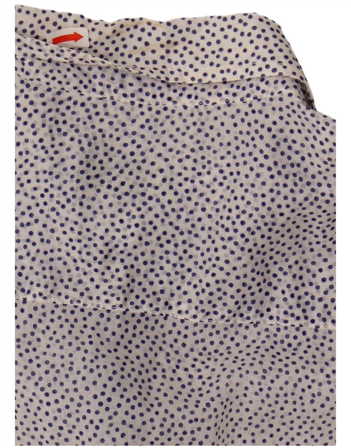 Fred Perry Dame Se Through Shirt UK 14 Stor hvid plettet bomuld