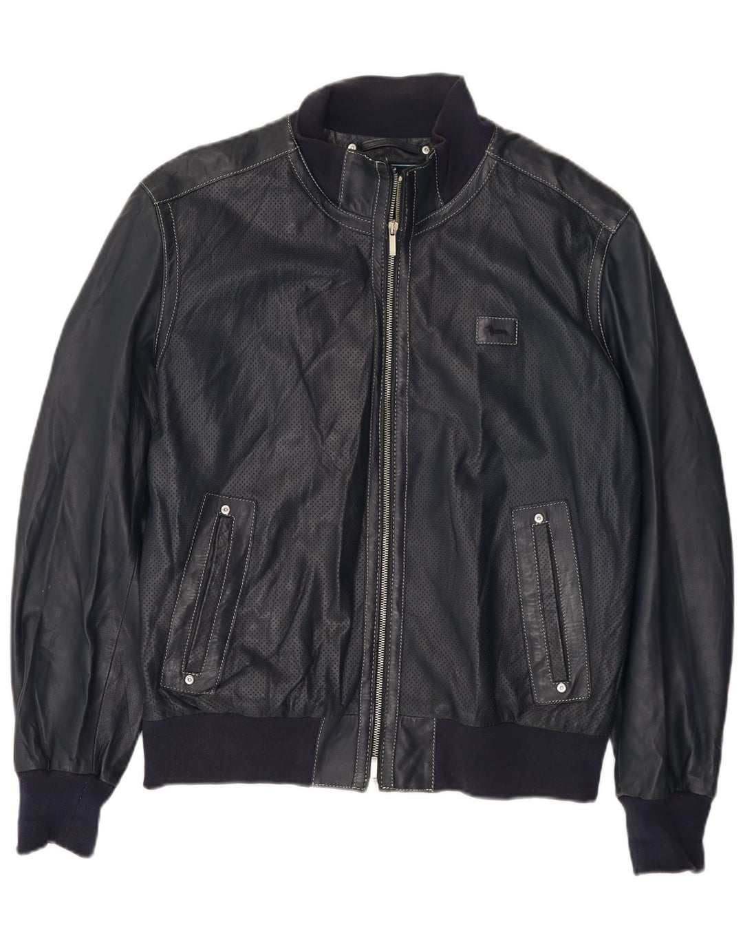 Harmont & Blaine Herre Læderjakke UK 40 Large Navy Blue Læder