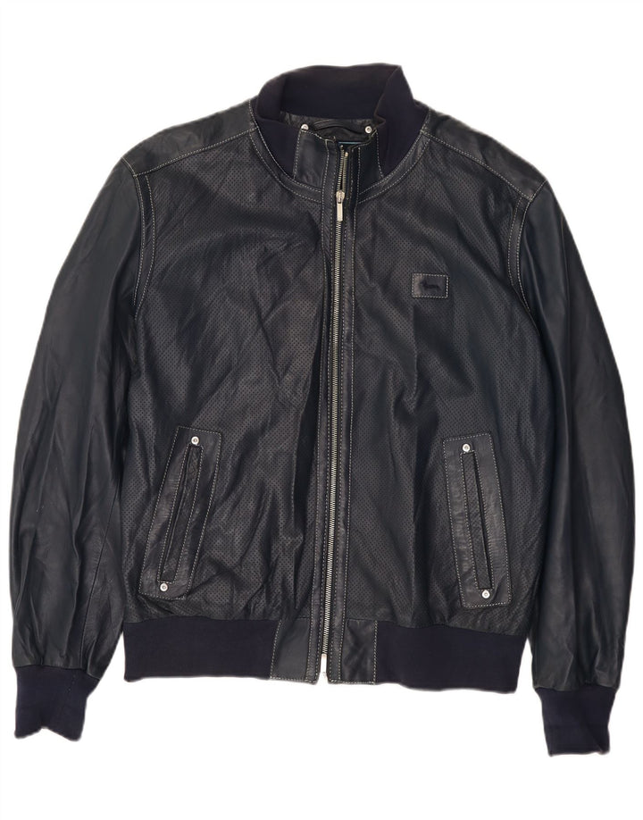 Harmont & Blaine Herre Læderjakke UK 40 Large Navy Blue Læder