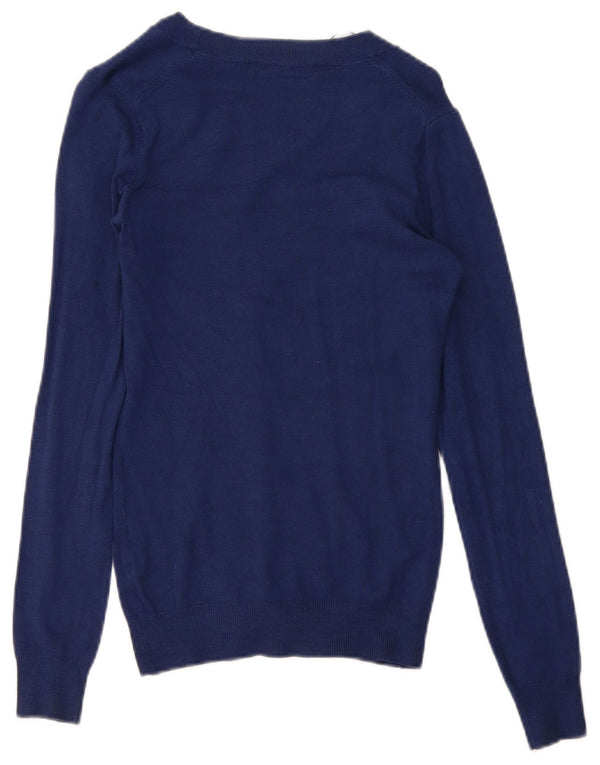 Zara Dame Cardigan Sweater UK 8 Small Navy Blue Viscose