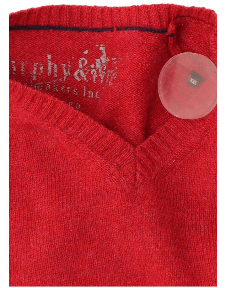 Murphy & Nye Herre V-hals sweater 2XL rød uld