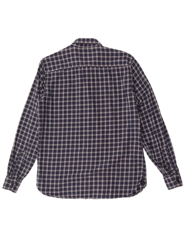 Besætningstøj Herre Slim Fit Flanellskjorte Medium Navyblå Ternet bomuld