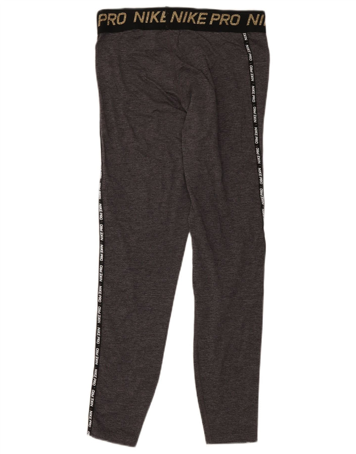 NIKE Dame Dri Fit Grafiske Leggings UK 12 Medium Grey Colourblock