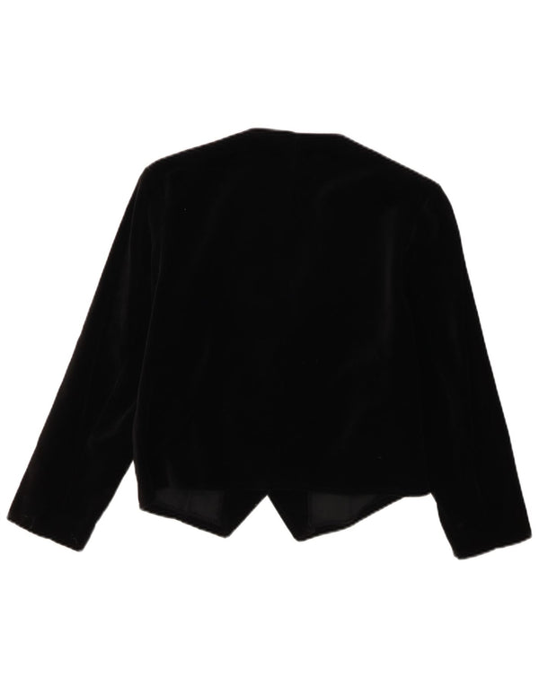 Vintage piger 1 knap fløjl Bolero jakke 10-11 år sort bomuld