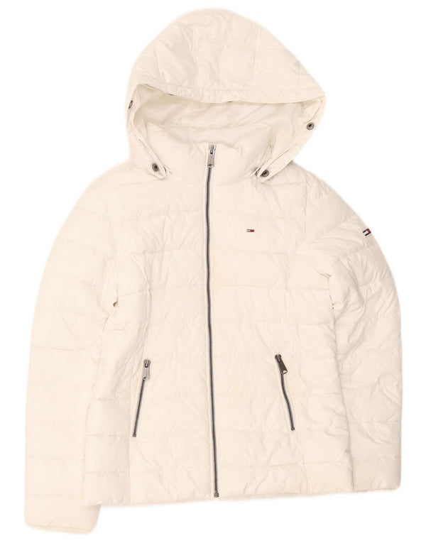 Tommy Hilfiger Dame Hættejakke UK 14 Medium White Polyester