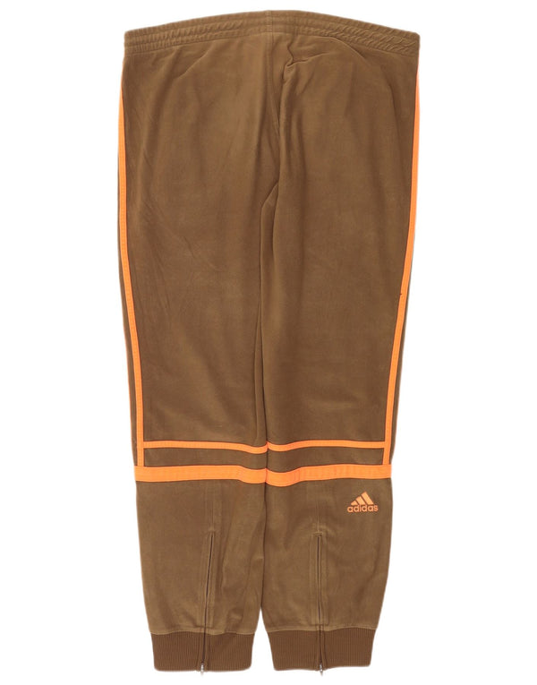 Adidas Dame Fleece Træningsdragt Bukser Joggers UK 16 Large Beige Polyester