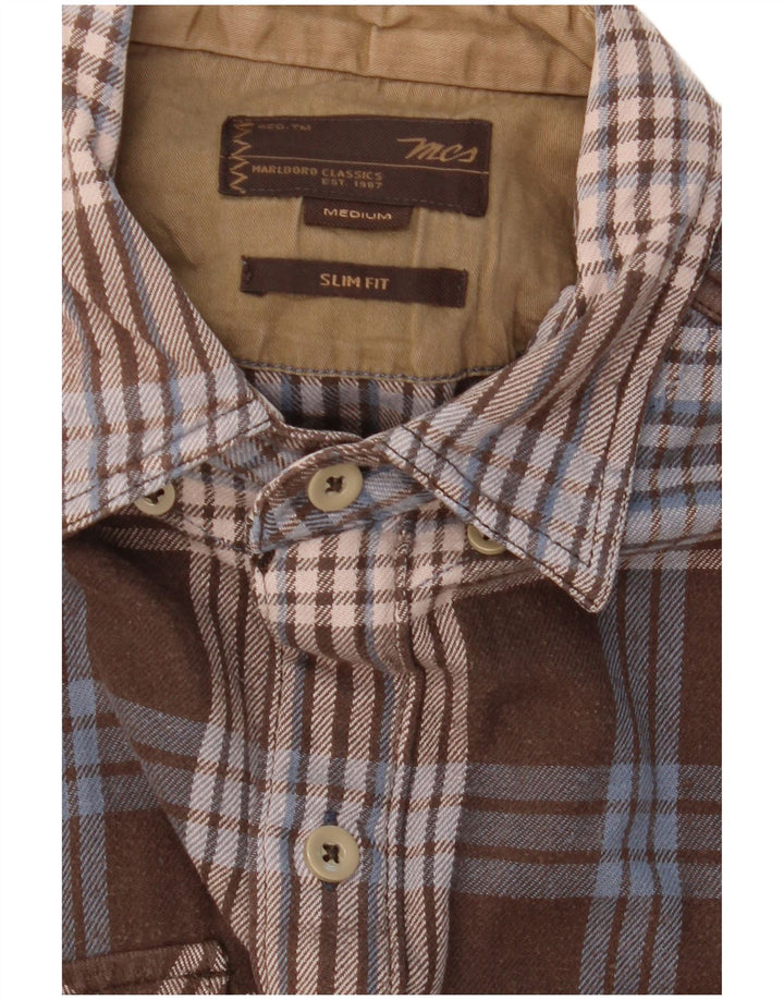 Marlboro Classics Herre Slim Fit Flanellskjorte Medium Brun