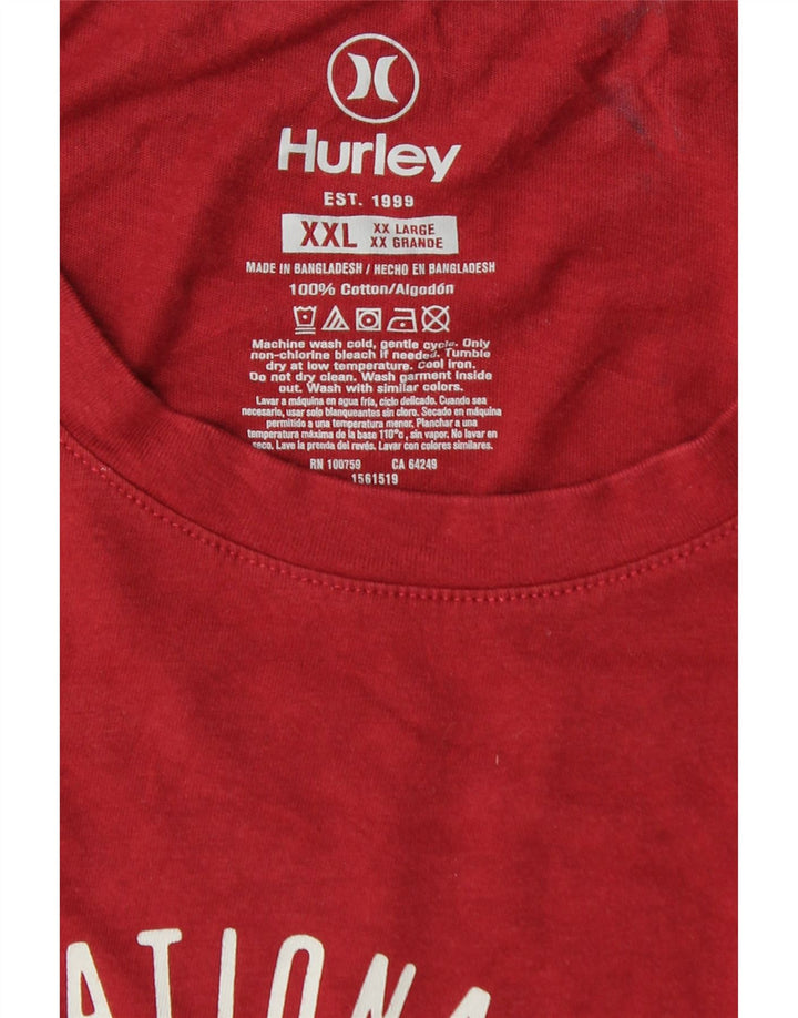 HURLEY Herre grafisk T-shirt top 2XL rød bomuld
