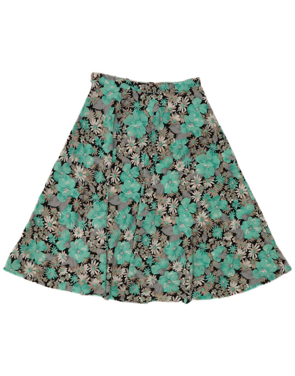 Vintage A-line nederdel til kvinder W24 XS Grøn blomster