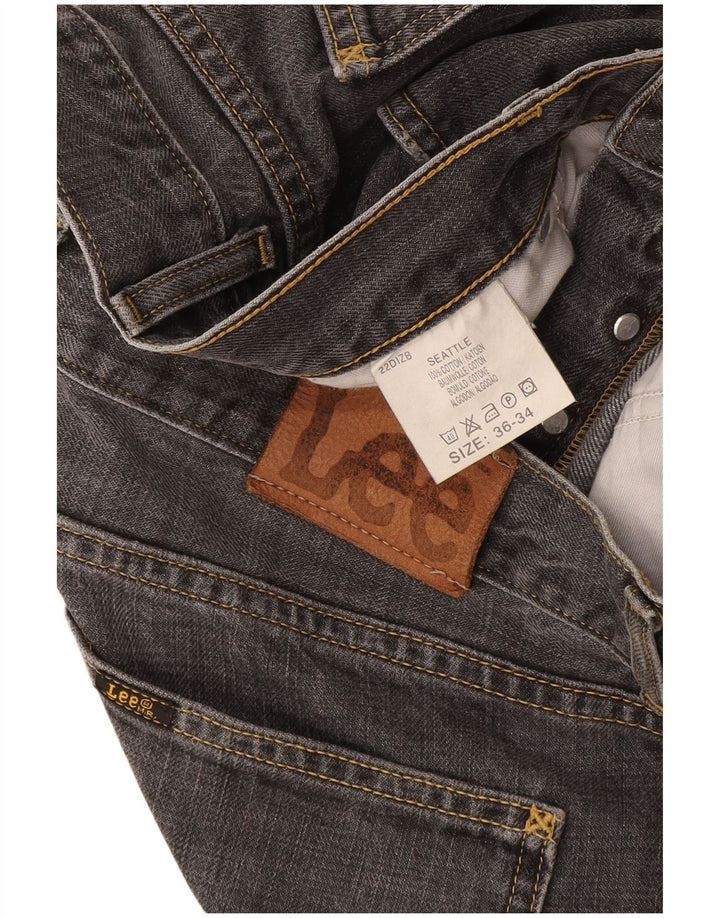 Lee Mens Seattle Straight Jeans W36 L28 Grå Bomuld