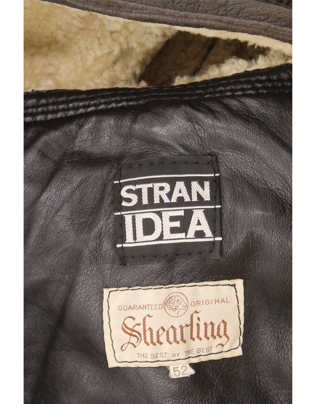 Vintage Shearling-jakke til mænd IT 52 XL brunt læder