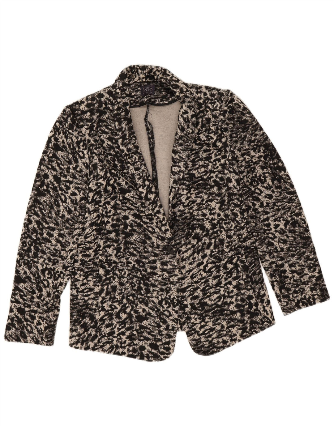 Marks & Spencer Dame Blazer Jacket UK 16 Large Beige Animal Print