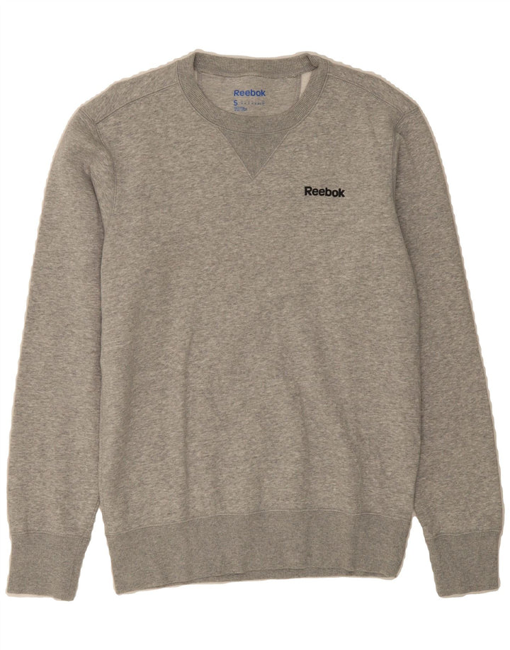 REEBOK Mens Sweatshirt Jumper Small Grey Cotton Vintage Reebok and Second-Hand Reebok from Messina Hembry 