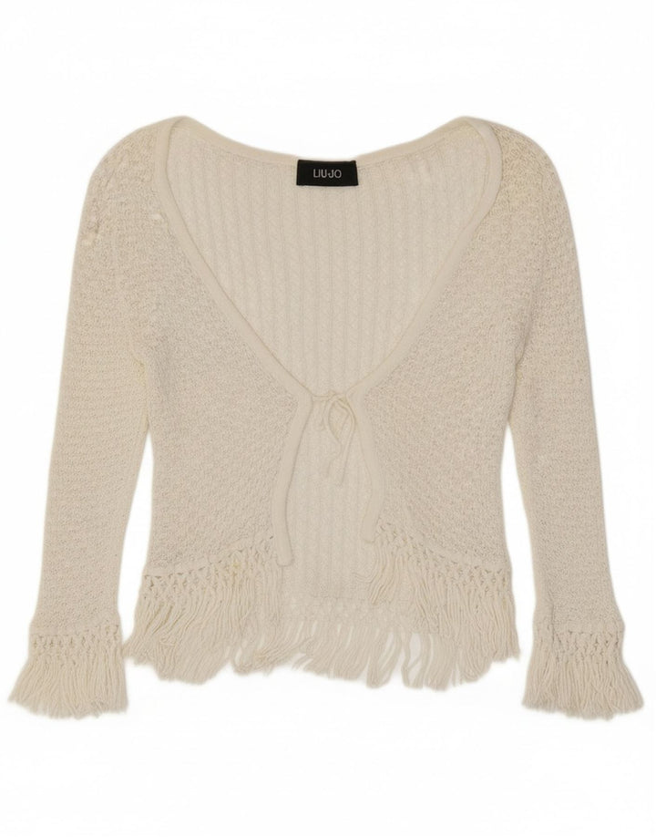 LIU JO Womens Cardigan Top UK 2 2XS White