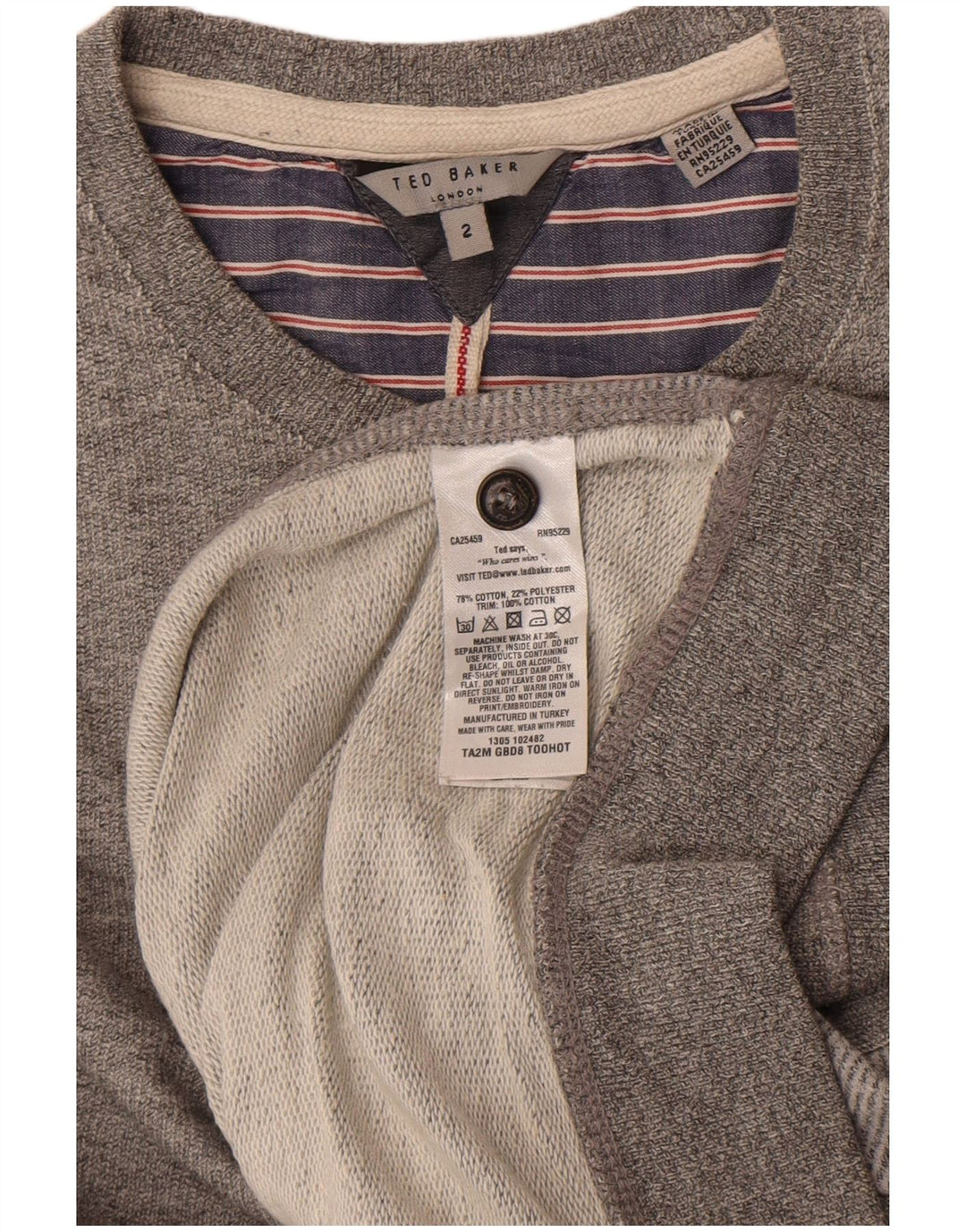 Ted Baker Sweatshirt til mænd Størrelse 2 Lille Grå Flecked Bomuld