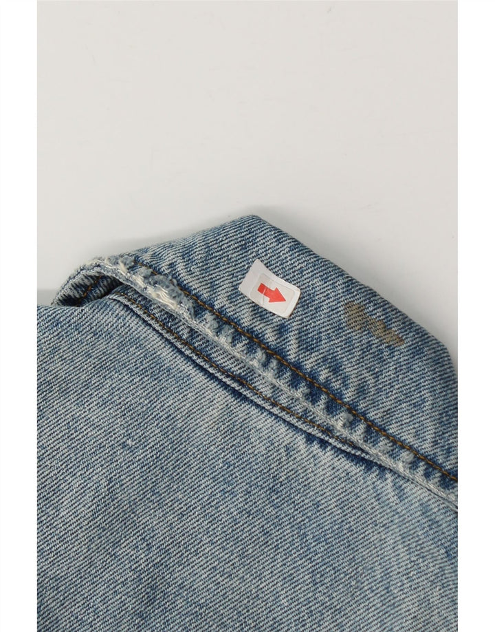 Zara Dame Distressed Denim Jacket UK 14 Medium Blue