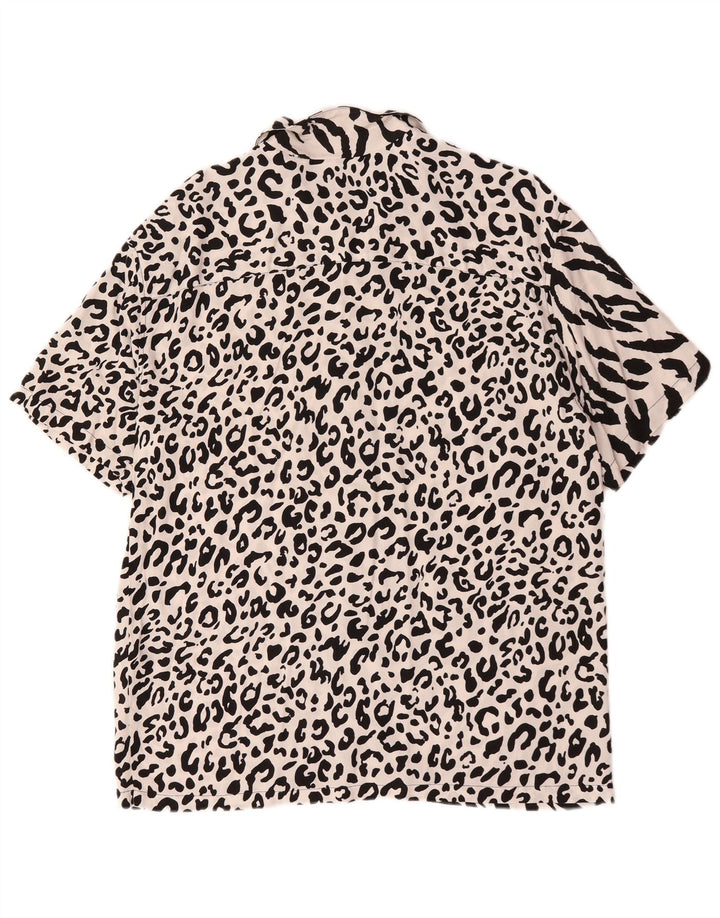 Pull & Bear Herre STWD kortærmet skjorte Stor hvid dyreprint viscose