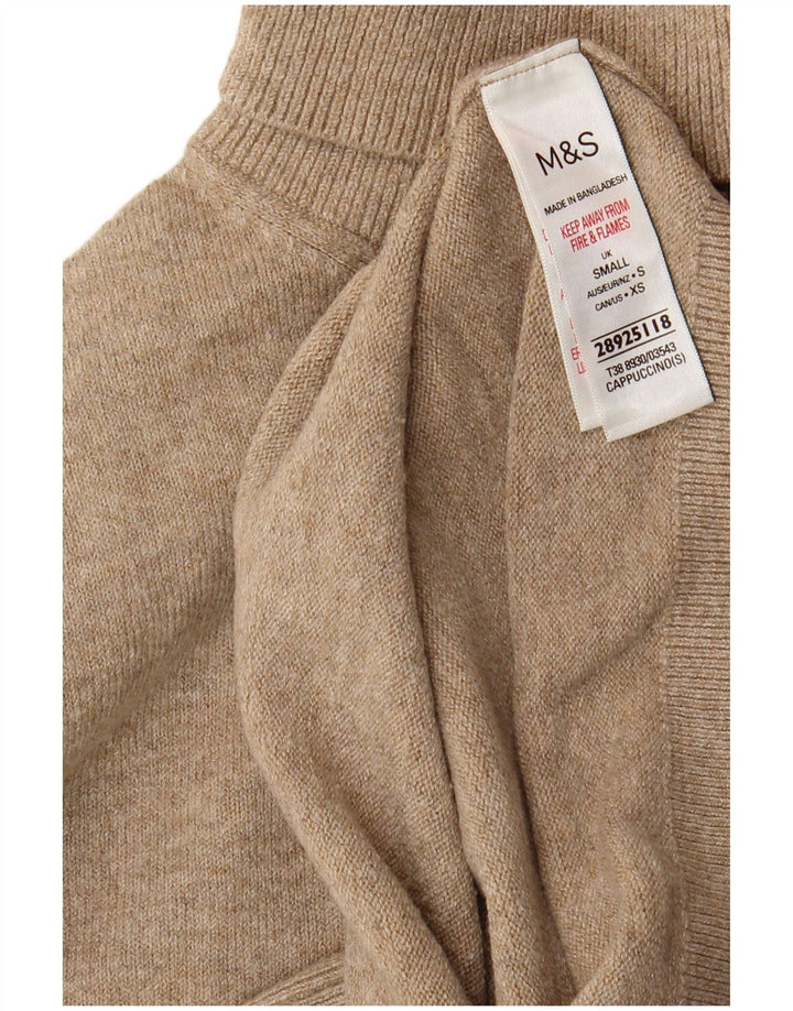 Marks & Spencer Dame Roll Neck Jumper Sweater UK 10 Small Beige Polyester