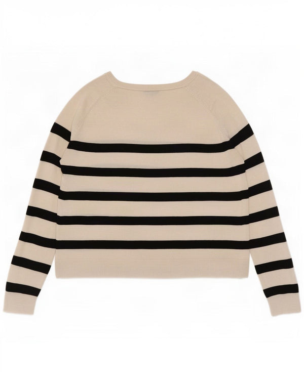 Zara Womens Crop Boat Neck Jumper Sweater UK 14 Medium Off White Stribet